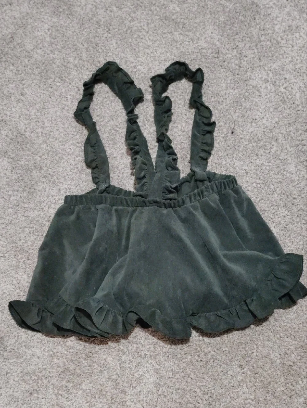 Numi Girls Ruffled Dark Green Pinafore Skirt with Suspender Straps